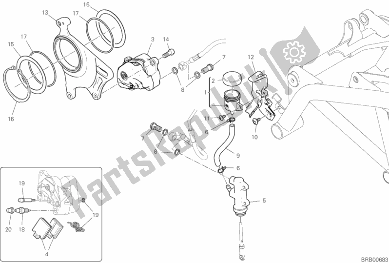 Todas las partes para Sistema De Freno Trasero de Ducati Hypermotard 950 USA 2020